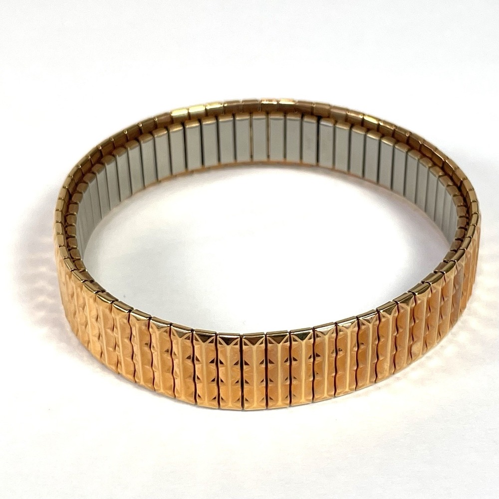 Vintage Speidel Gold Tone Stretch Bracelet Textured Expansion Signed